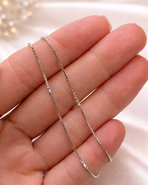 Srebrny naszyjnik łańcuszek splot KOSTKA diamentowana srebro 925 LAPRII