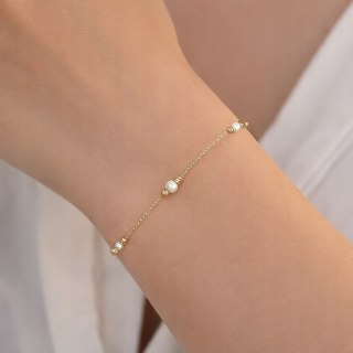 Złota bransoletka diamentowane kulki kuleczki perełki 14k złoto 585 LAPRII