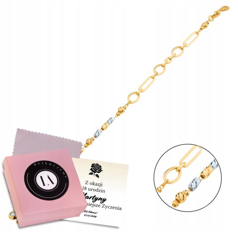 Złota bransoletka łańcuch łańcuszek chain diamentowany złoto 585 LAPRII