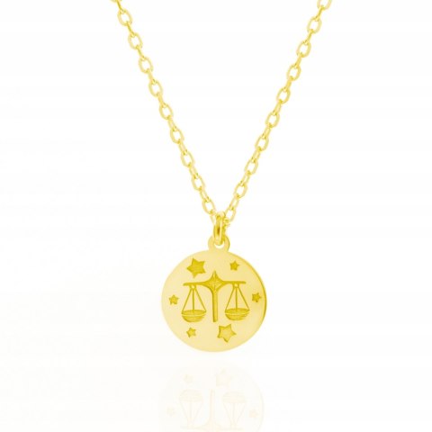 Złoty naszyjnik znak zodiaku talizman astrologia Waga srebro 925 LAPRII