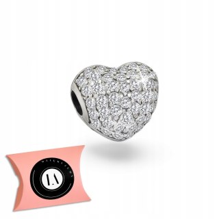 Srebrny klips charms beads zawieszka modułowa serce srebro 925 LAPRII