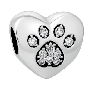 Srebrny koralik charms beads Psia Kocia łapka cyrkonie srebro 925 LAPRII