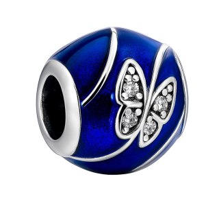 Srebrny koralik charms beads modułowa motyl cyrkonie srebro 925 LAPRII