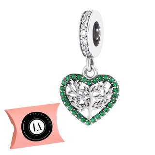 Srebrny koralik charms beads modułowa serce cyrkonie srebro 925 LAPRII