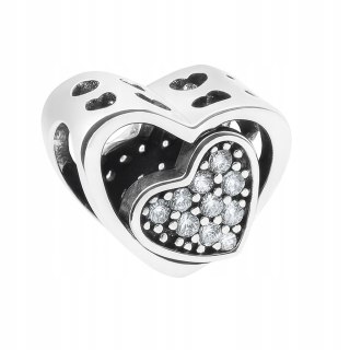 Srebrny koralik charms beads zawieszka modułowa serce srebro 925 LAPRII