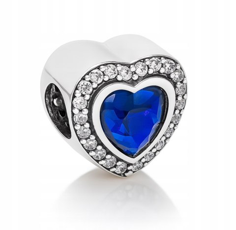 Srebrny koralik charms beads zawieszka modułowa serce srebro 925 LAPRII