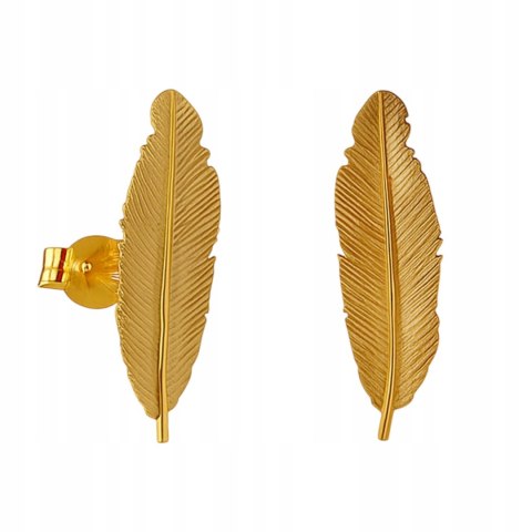 Złote kolczyki piórka złoto pr 585 eleganckie sztyfty na prezent 14K LAPRII