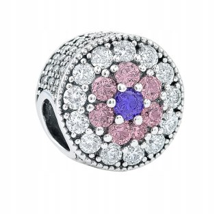 Srebrny koralik charms beads zawieszka modułowa cyrkonie srebro 925 LAPRII